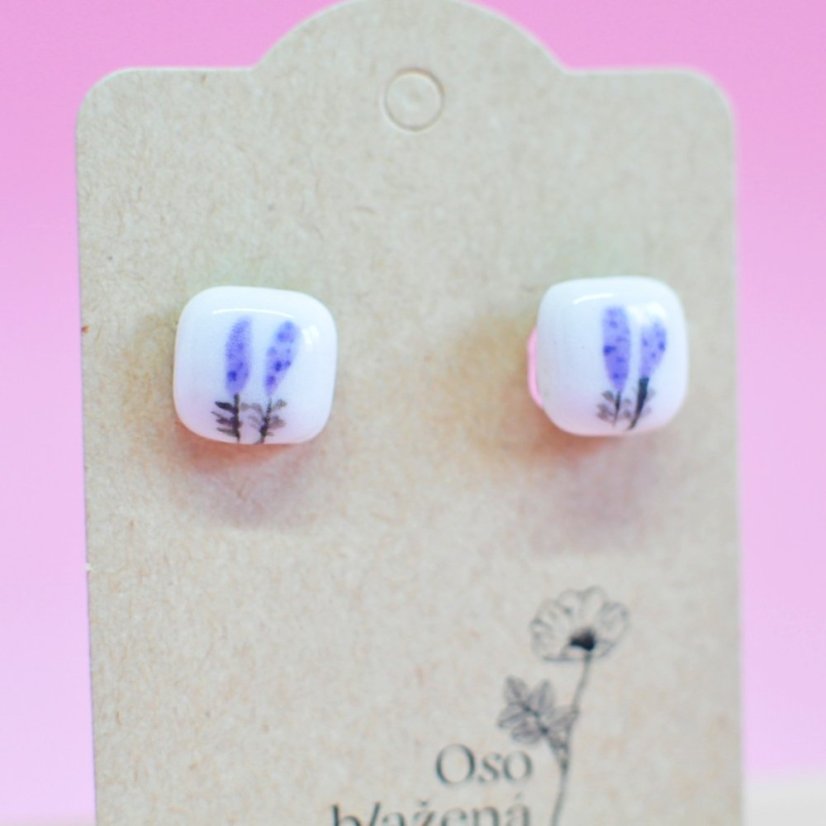 Malované čtverečky větší - různé vzory - Barva: pivoňka