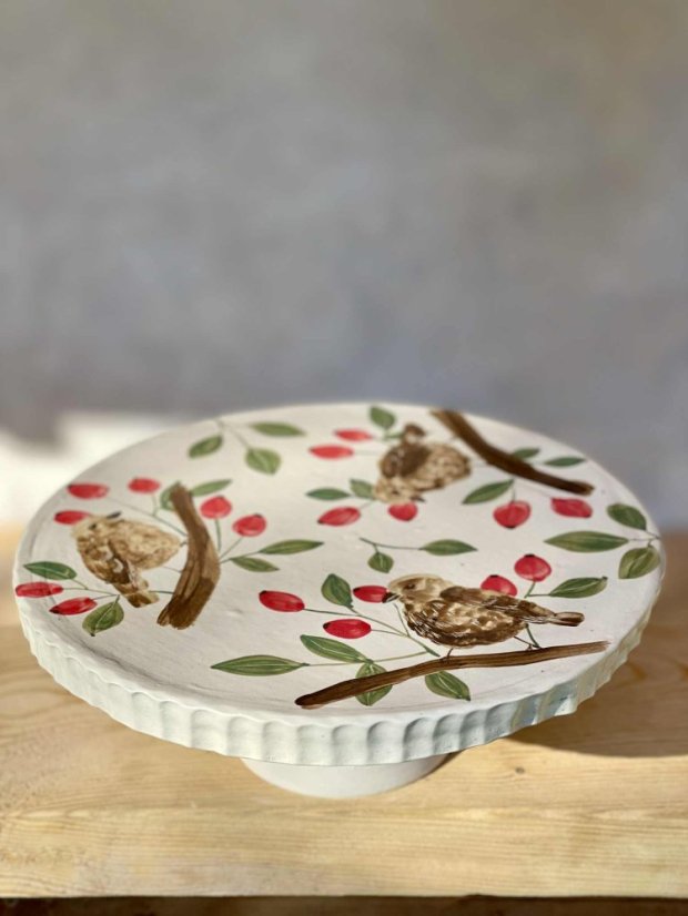 Dortový podnos s ptáčky