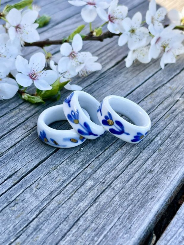 Porcelánový prstýnek - Modrý - Velikost: Vel. 1