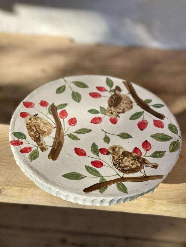 Dortový podnos s ptáčky