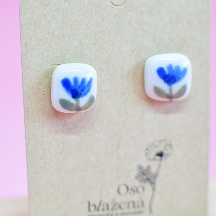 Malované čtverečky větší - různé vzory - Barva: pivoňka