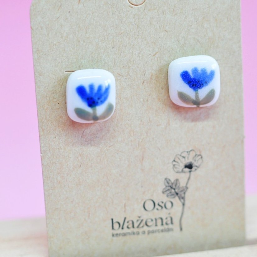 Malované čtverečky větší - různé vzory - Barva: pivoňka