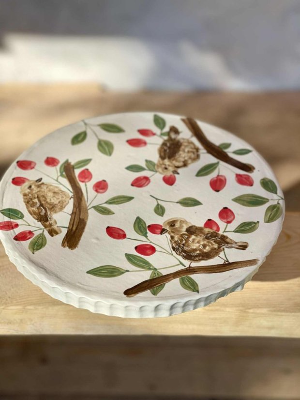 Dortový podnos s ptáčky