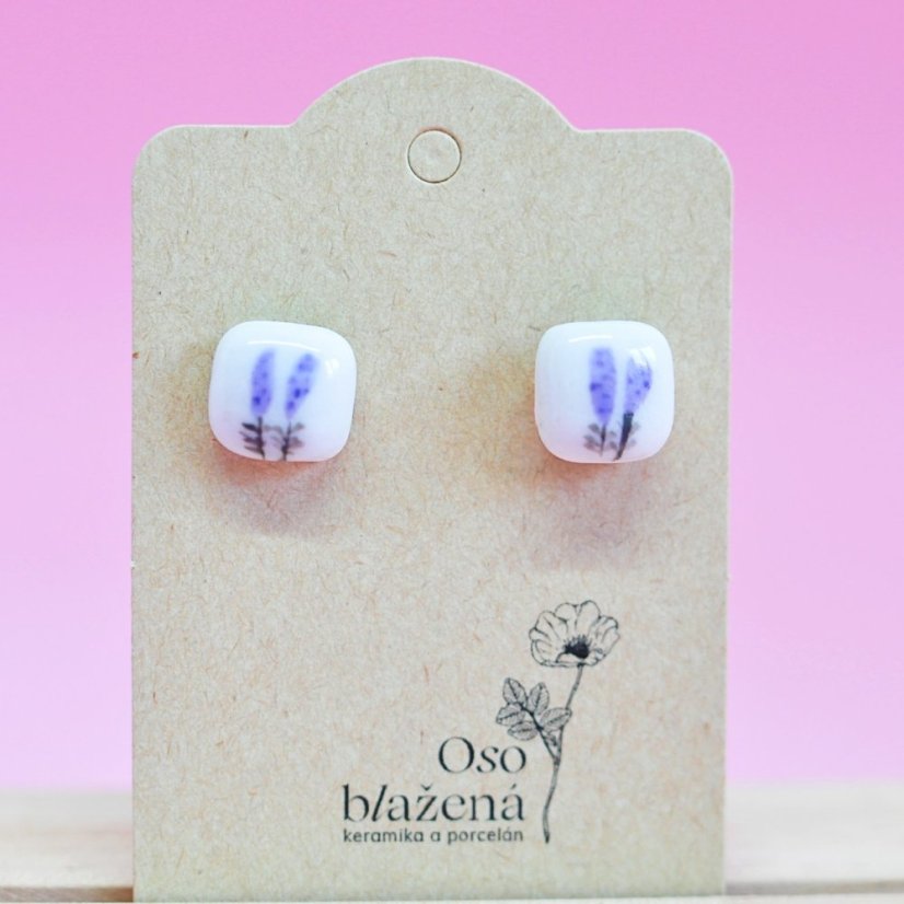 Malované čtverečky větší - různé vzory - Barva: pivoňka