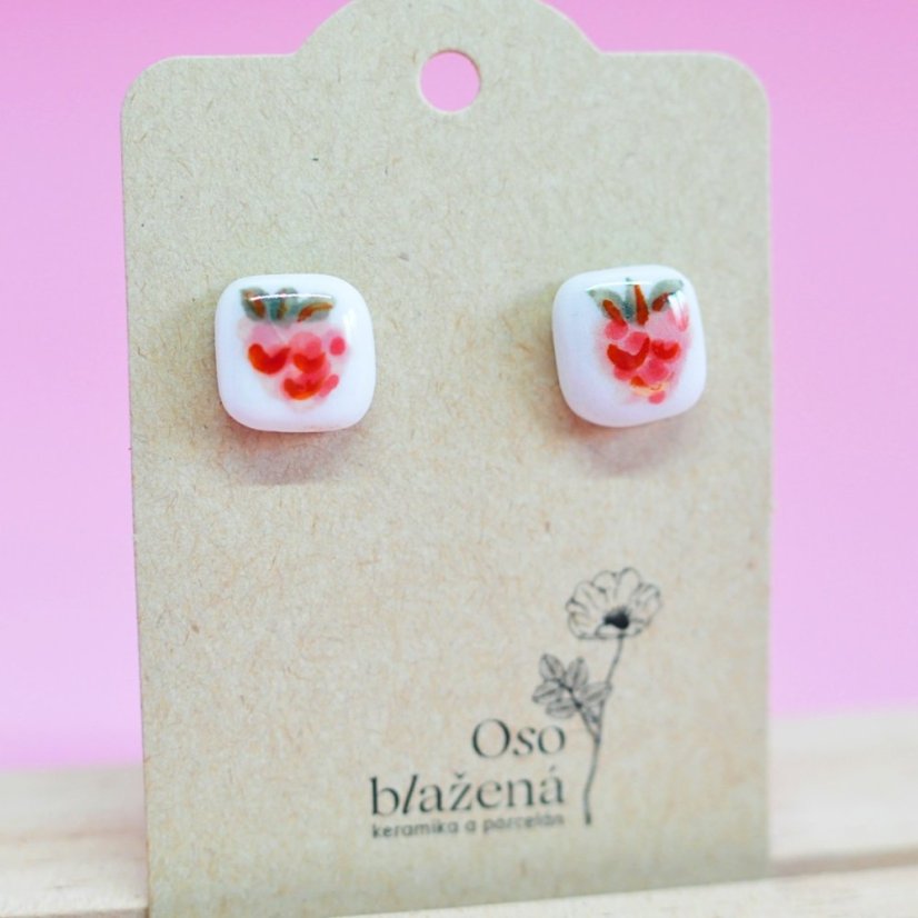 Malované čtverečky větší - různé vzory - Barva: pivoňka