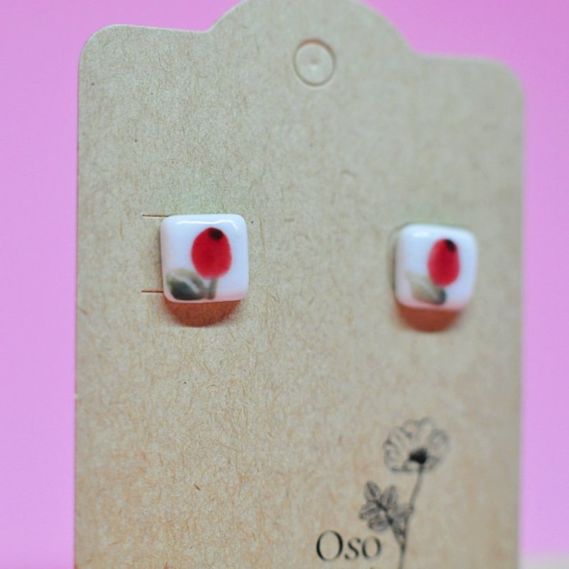 Malované čtverečky - různé vzory - Barva: řebříček