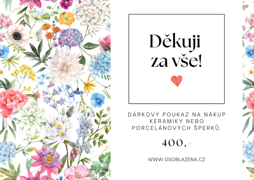 Dárkový poukaz s věnováním - PDF - Hodnota: 300