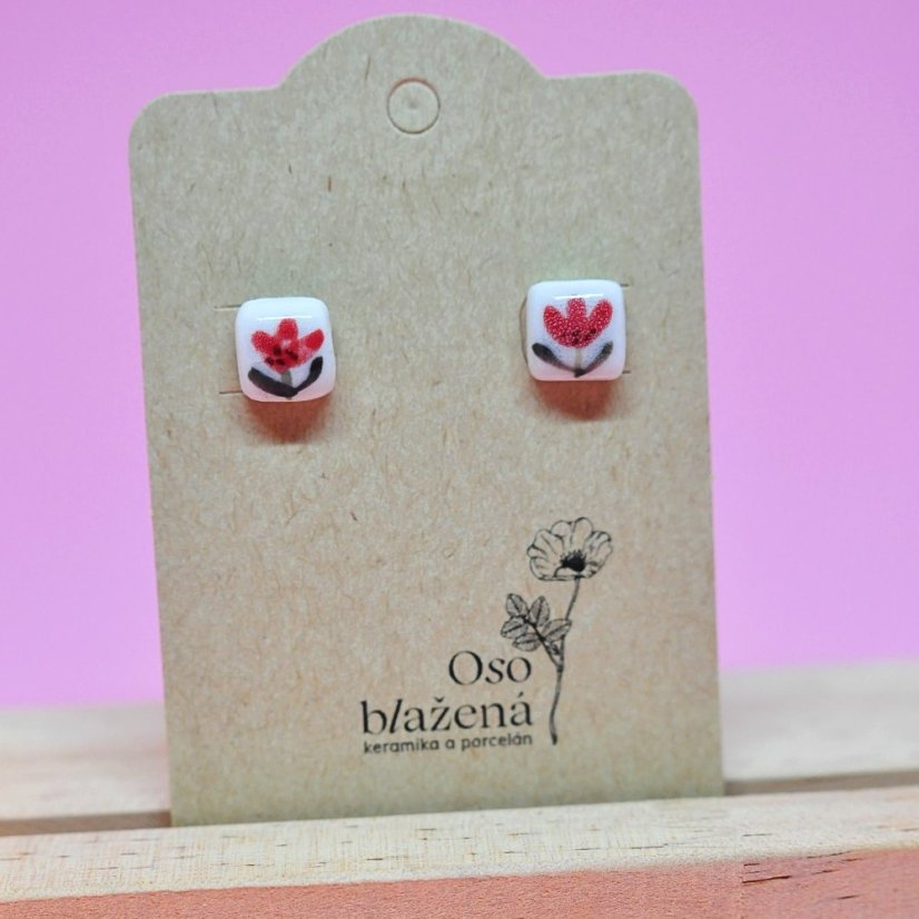 Malované čtverečky - různé vzory - Barva: řebříček