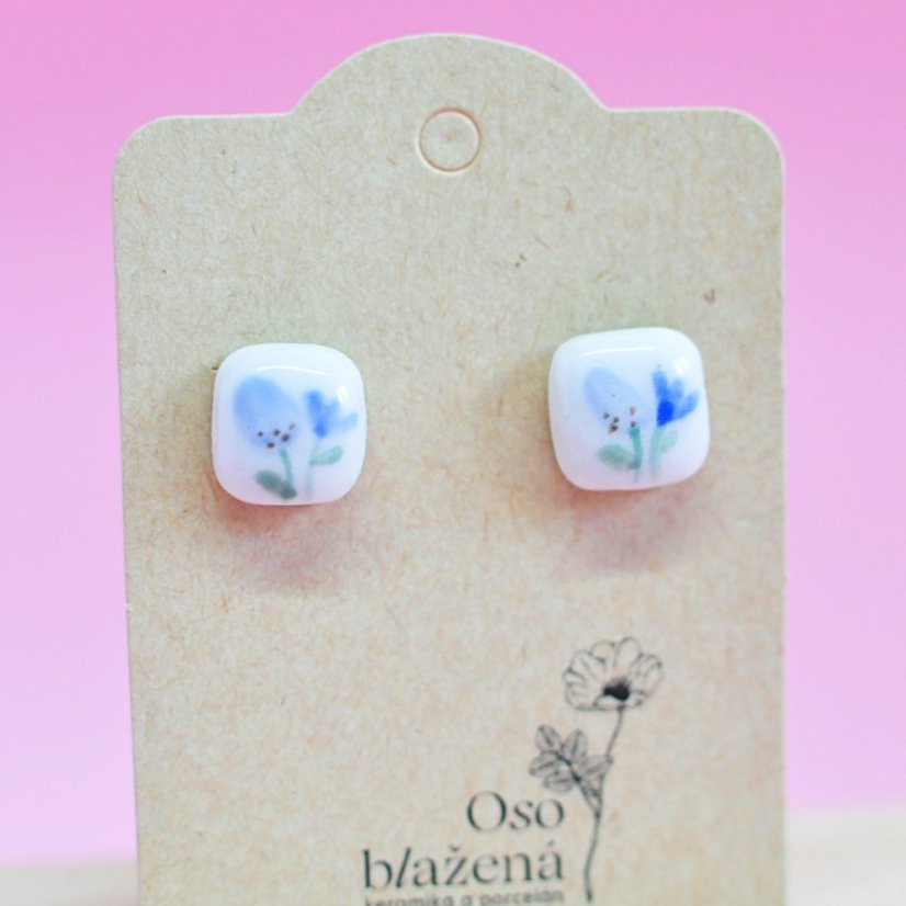 Malované čtverečky větší - různé vzory - Barva: pivoňka