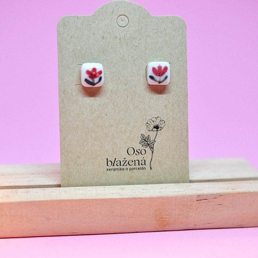 Malované čtverečky - různé vzory - Barva: řebříček